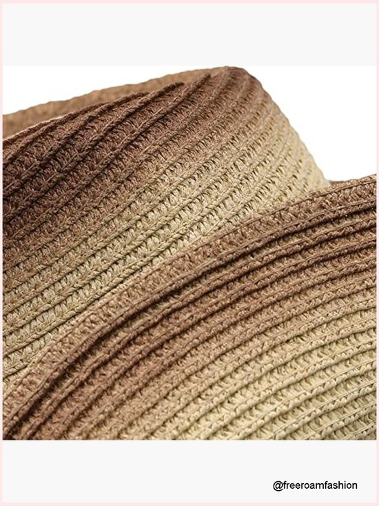 Unisex Foldable Straw Cowboy Hat with Chin Strap for Outdoor Travel main image 4